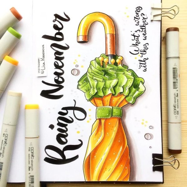 Простые скетчи маркерами для детей