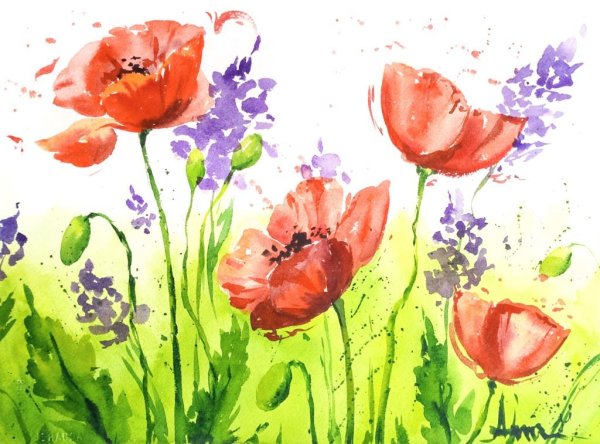 Детские рисунки акварелью