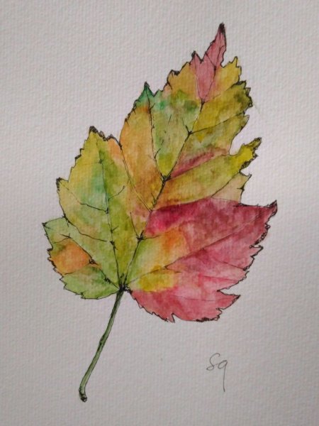 Листья акварель