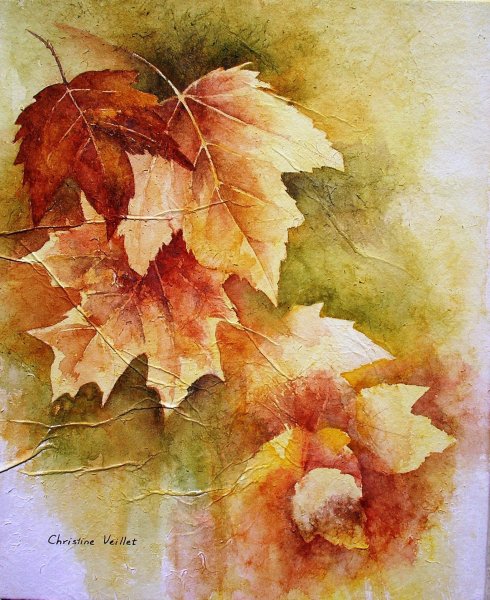 Рисование листьев акварелью