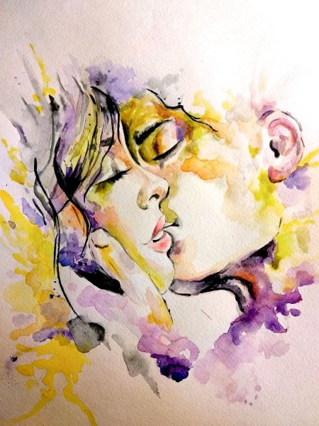 Подруги акварель