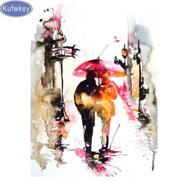 Влюбленные акварель