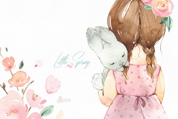 Силуэт девушки акварель