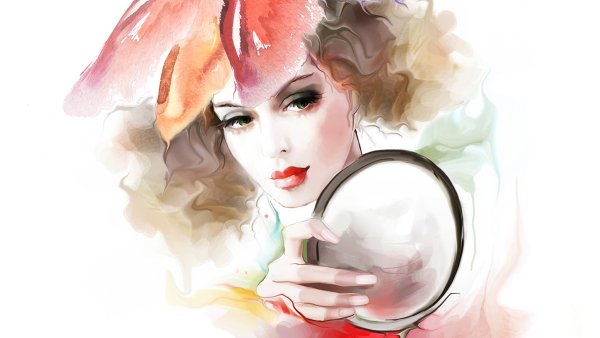 Девочка с цветами акварель