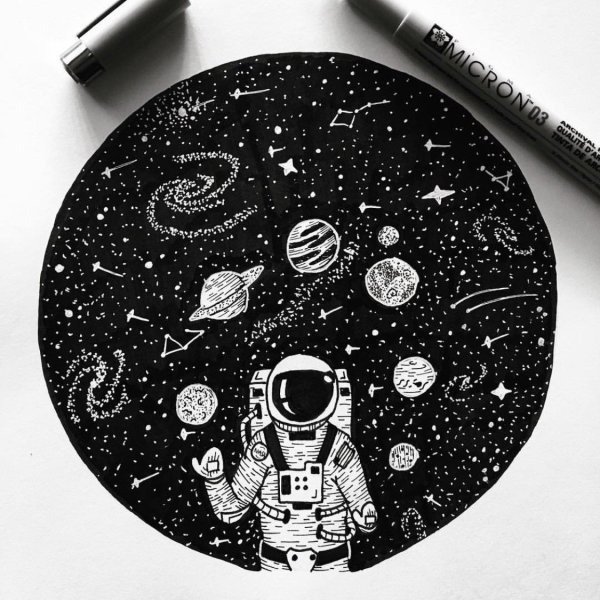 Легкие рисунки черным фломастером