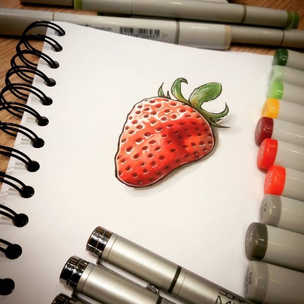 Фрукты скетч маркерами