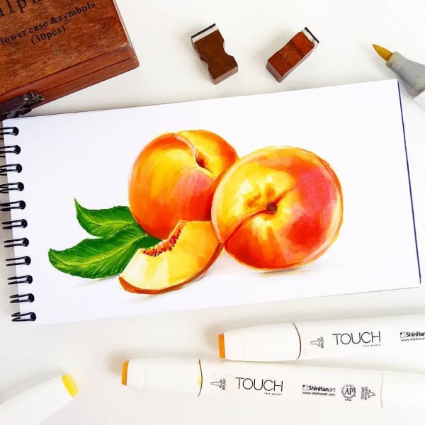 Скетчи фруктов маркерами