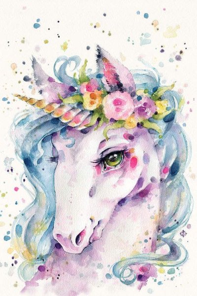 Корова акварелью