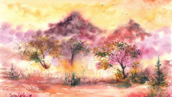 Природа акварелью