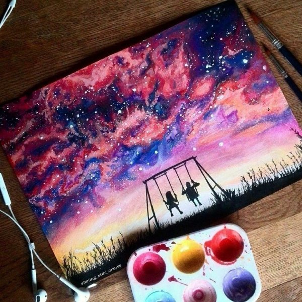 Космос рисунки красками