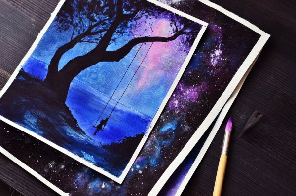 Космос красками для детей