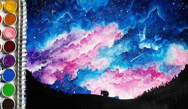 Рисунки красками акварелью легкие