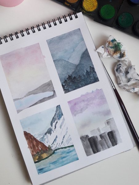 Рисунки в квадрате акварелью