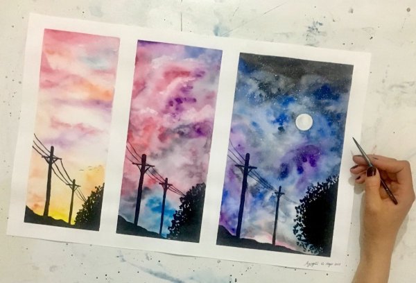 Рисунки акварелью для срисовки