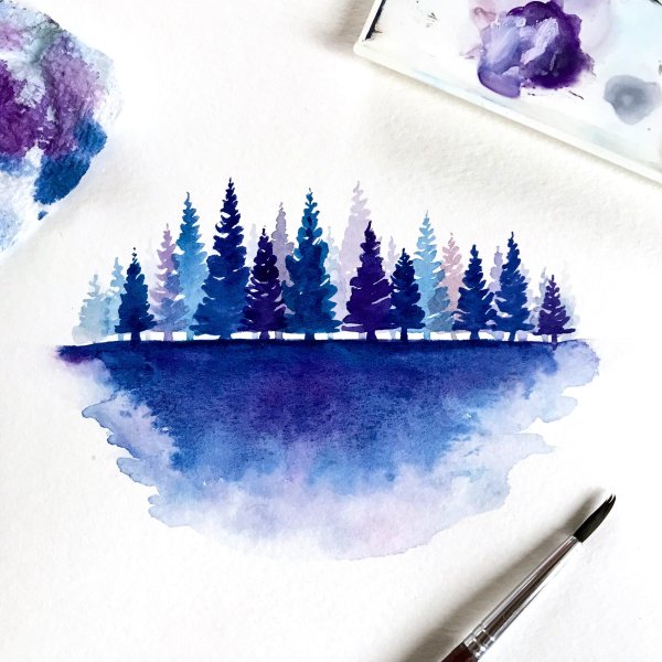 Рисунки акварелью легкие