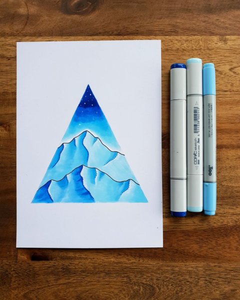 Горы скетч маркерами