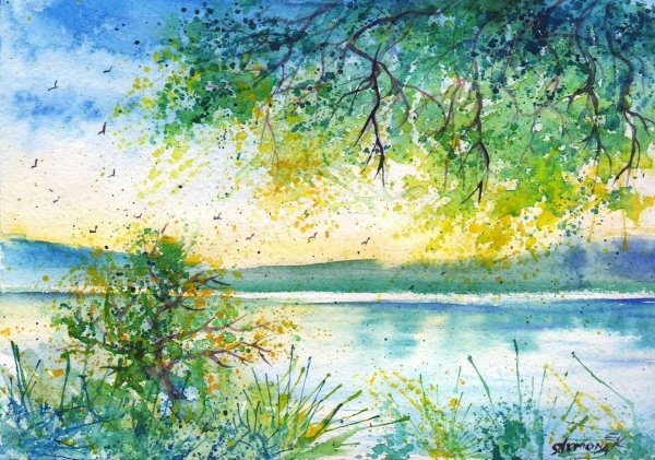 Ландшафт акварель