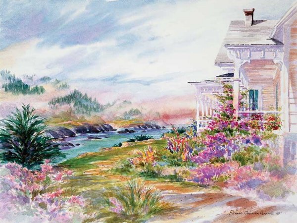 Пейзаж акварелью