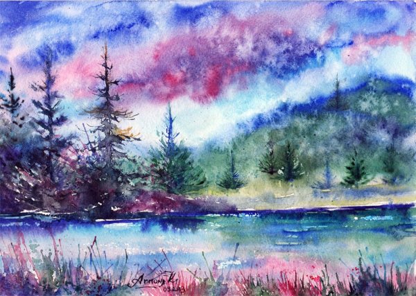 Рисунки акварелью