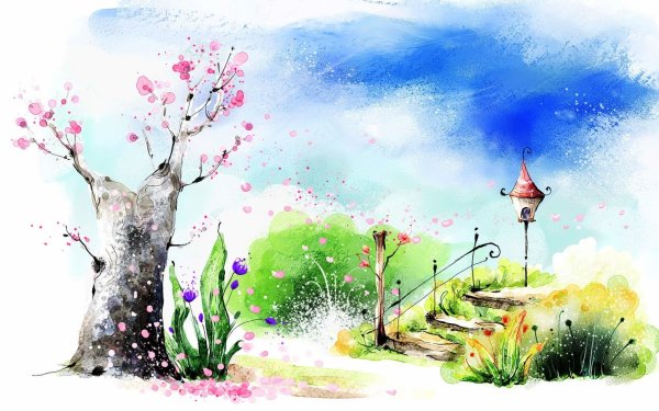 Пейзаж акварелью