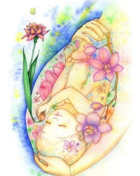 Младенец акварель