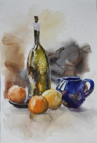 Натюрморт акварелью лессировка Академическая живопись