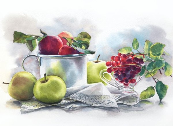 Живопись акварелью натюрморт