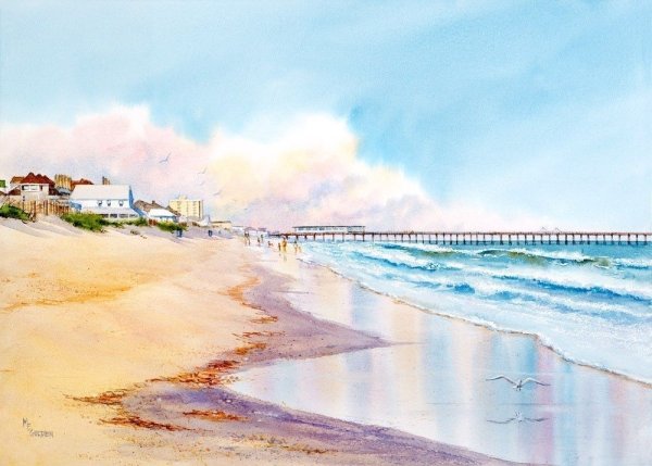 Побережье акварелью