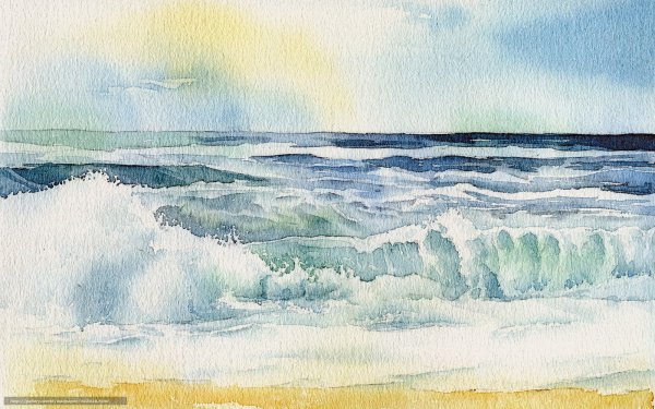 Морской пейзаж акварелью