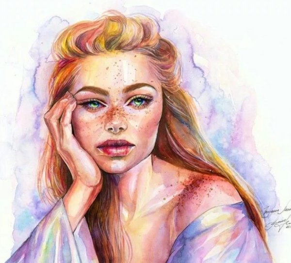 Женщина Весна акварель