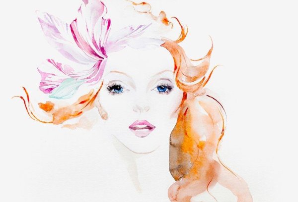 Красивая девушка акварель