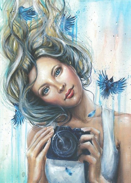 Девушка в цветах акварель