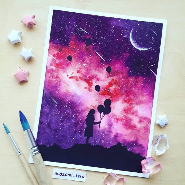 Космос цветными карандашами