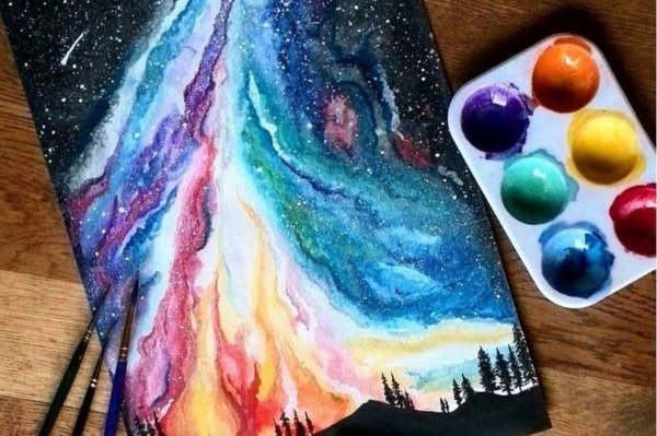 Рисование космоса акварелью