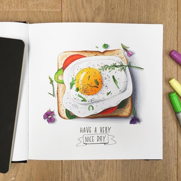 Скетчи маркерами сладости