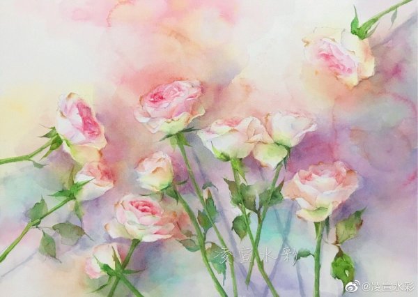 Нежные Акварельные розы