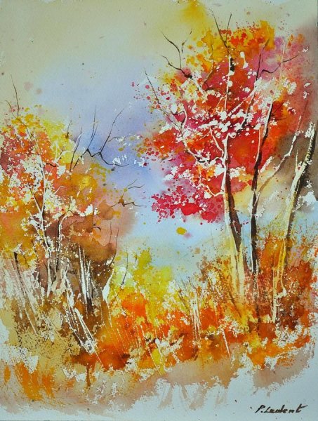 Осенний пейзаж акварелью