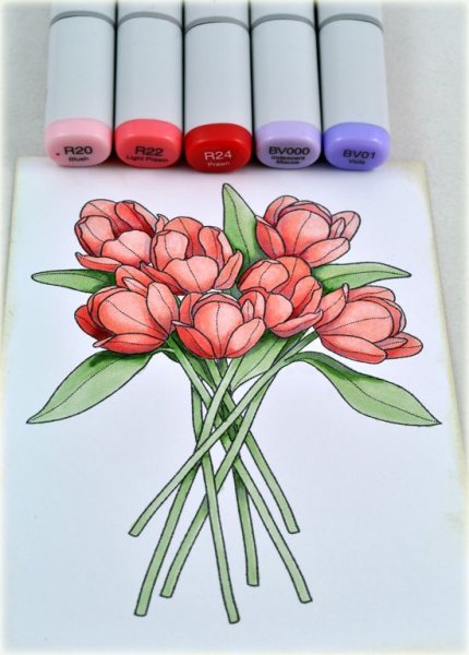 Скетчинг маркерами тюльпаны