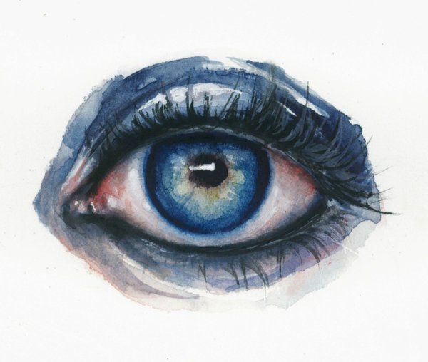 Голубые глаза акварелью