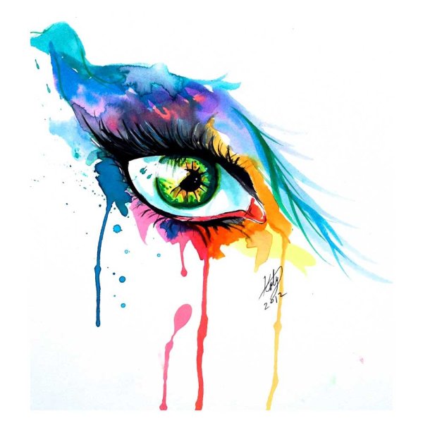 Разноцветный глаз акварелью