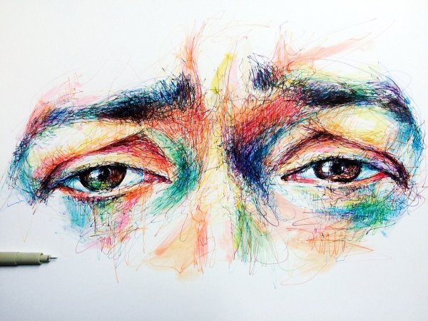 Мужские глаза акварелью