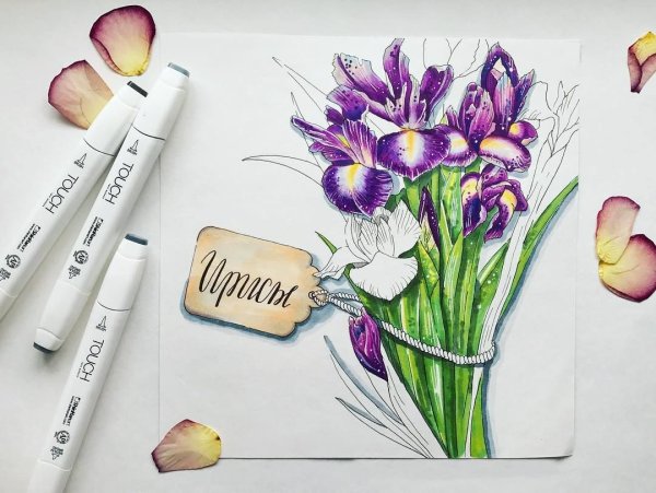 Цветы фломастерами красиво и легко
