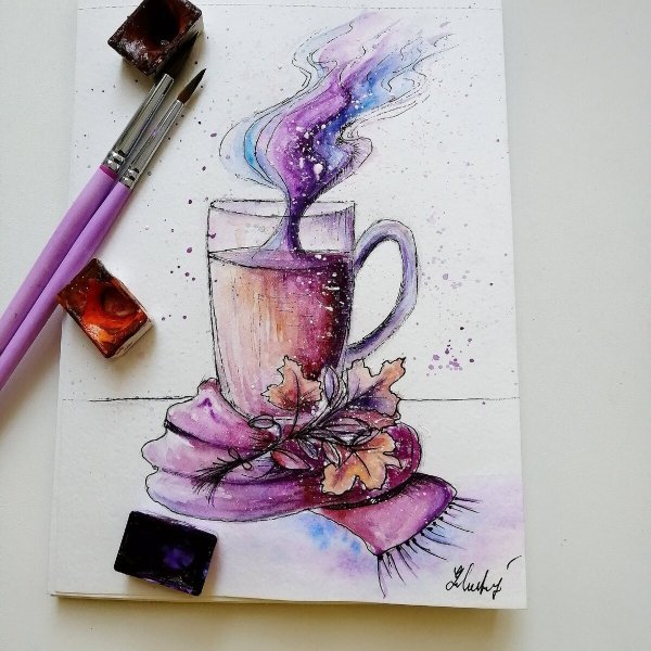 Рисунки акварелью в скетчбуке необычные