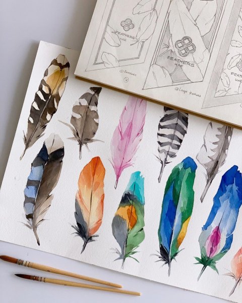 Красивые Акварельные скетчи