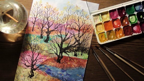 Интересные рисунки акварелью легкие