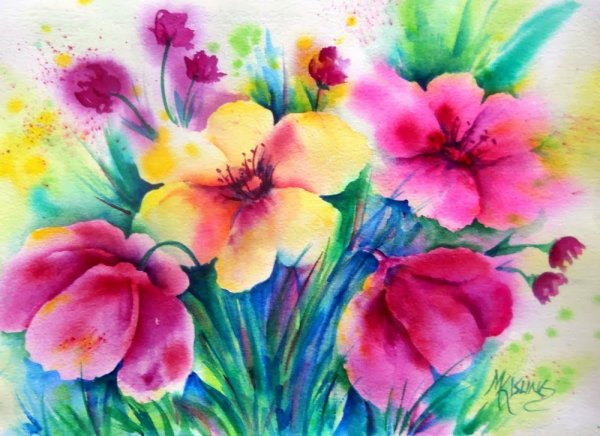 Цветы акварель