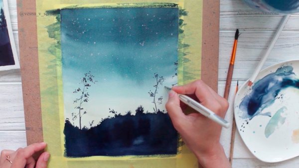 Простые рисунки акварелью для начинающих