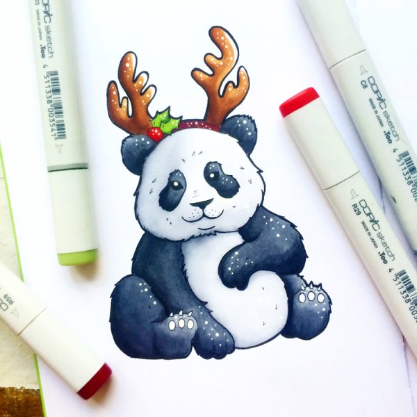 Новогодние рисунки для скетчбука