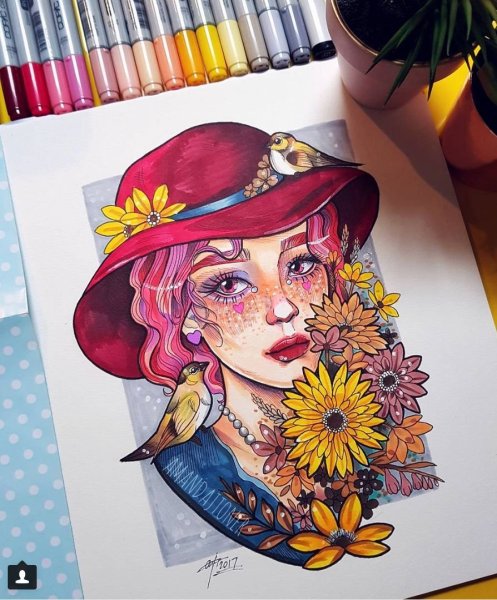 Арты в скетчбук маркерами