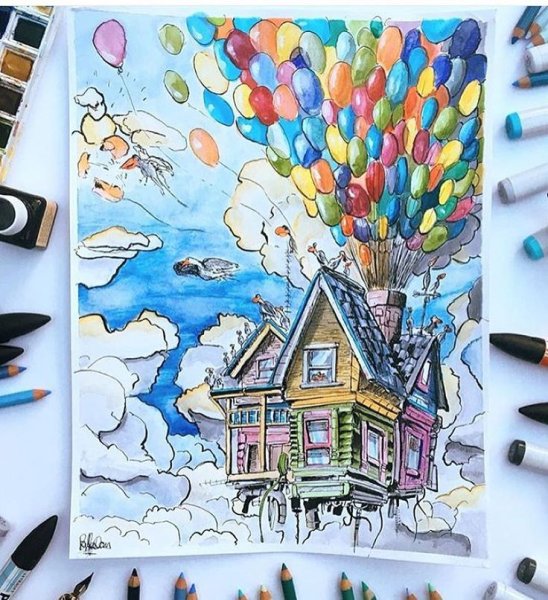 Акварельный скетчинг пончики